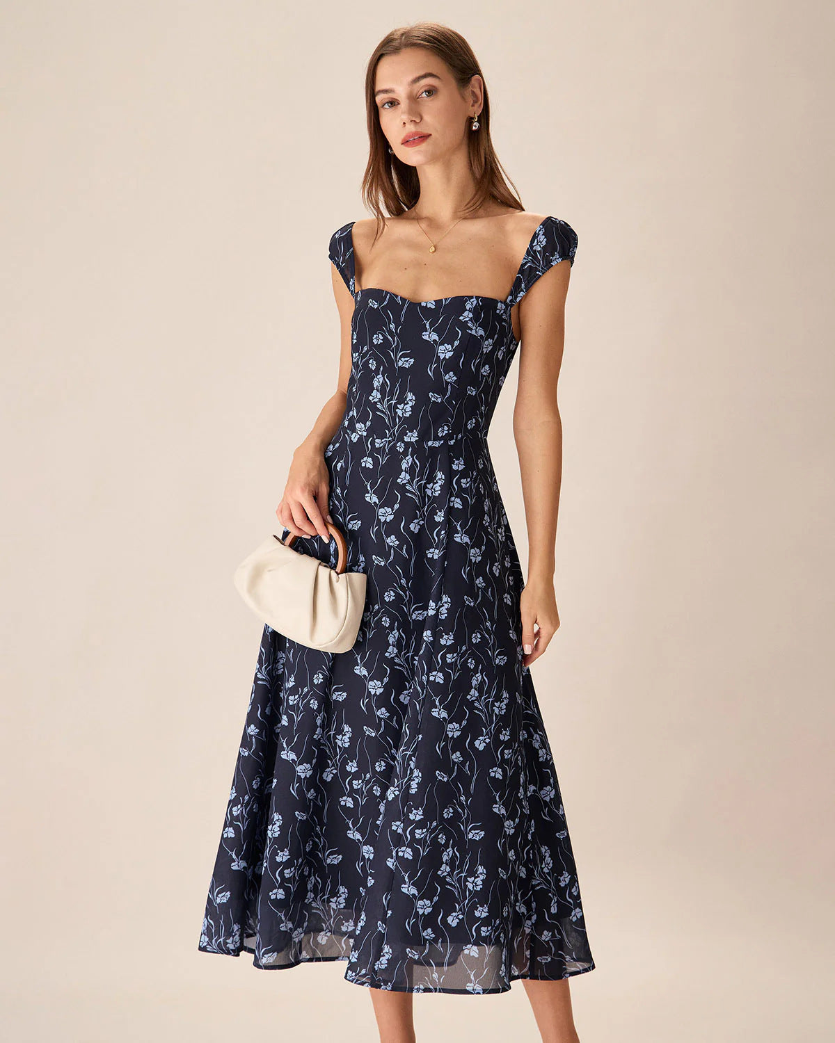 blue floral midi dress