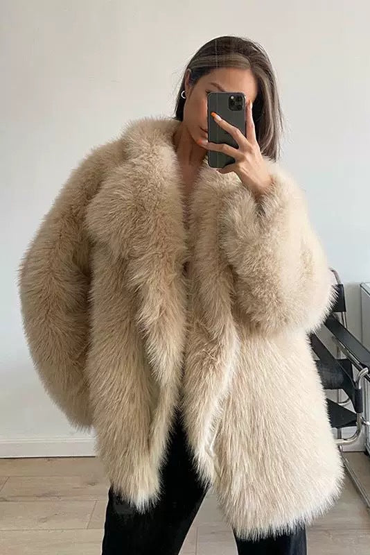 Mid-length fur imitation coat