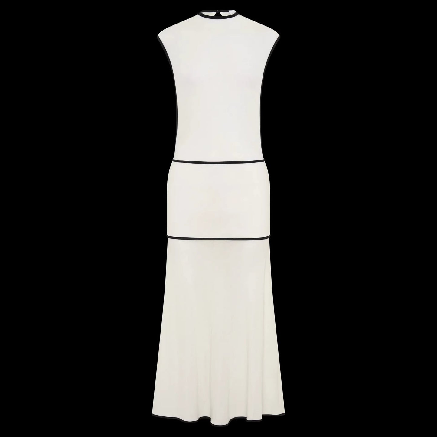 white splicing contrast cut-through knitted dress