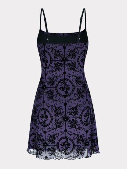 one-collar suspender stretch mesh dress