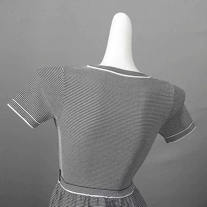 crew neck striped  knitted dress