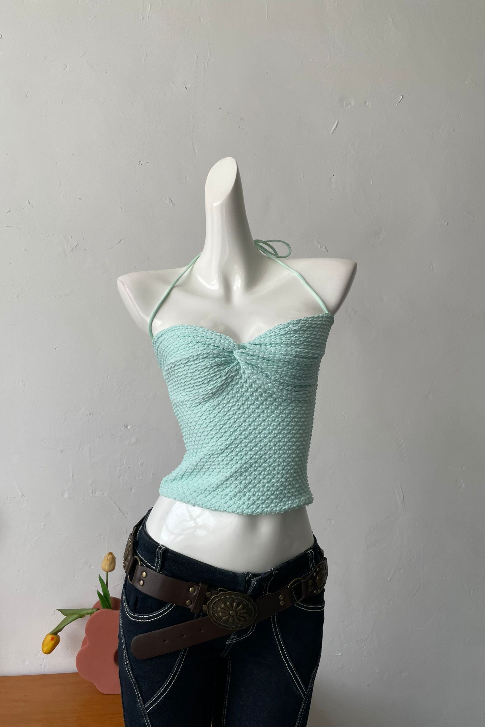 green camisole top