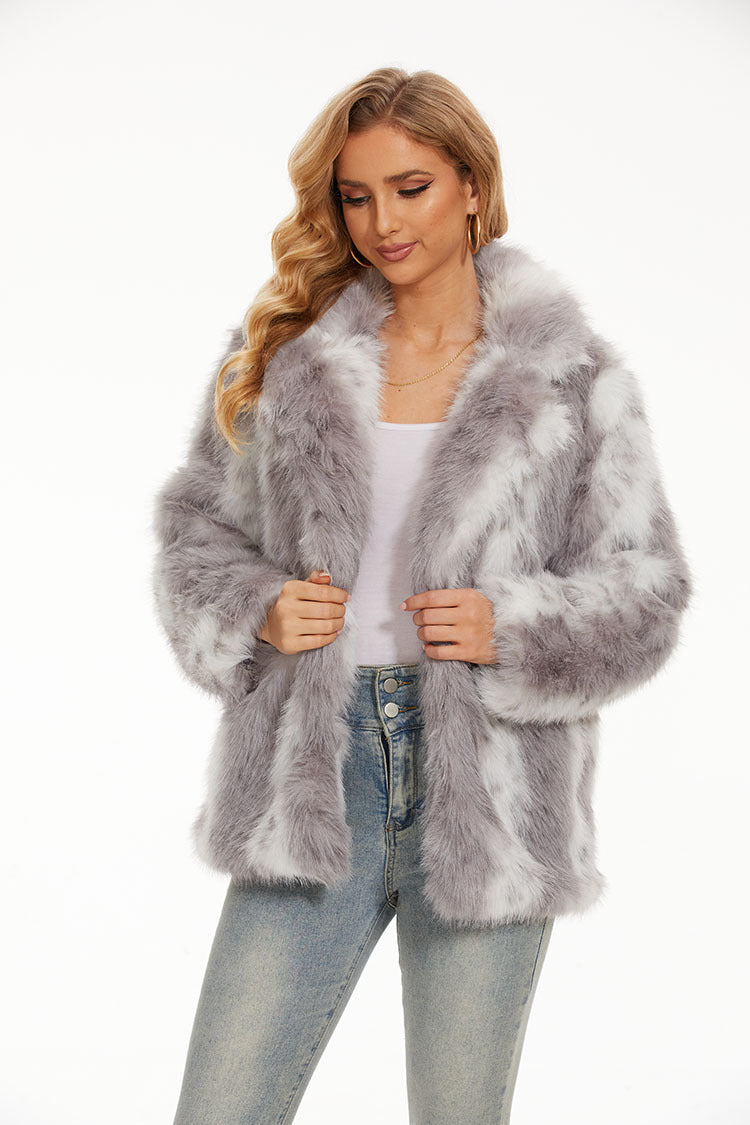 Imitation Leopard Print Fur Women's Coat
