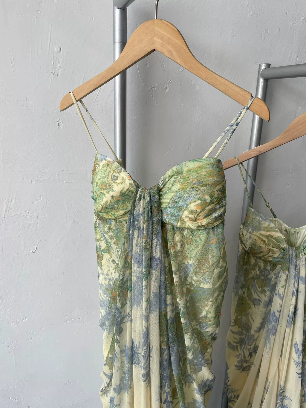 green print tie-dye slip dress