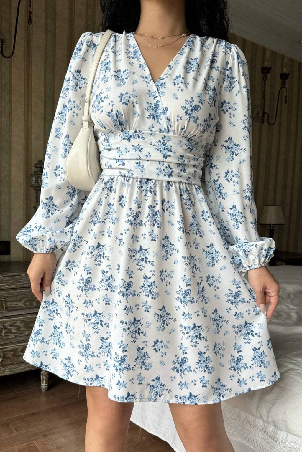 chaya white long sleeve min dress