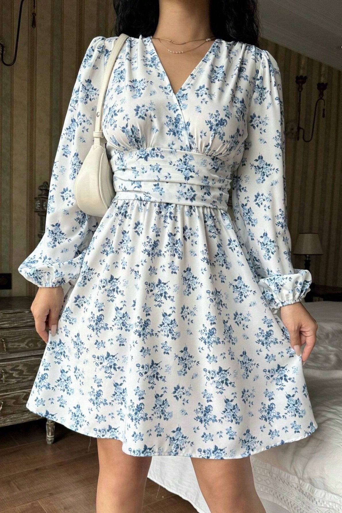 chaya white long sleeve min dress