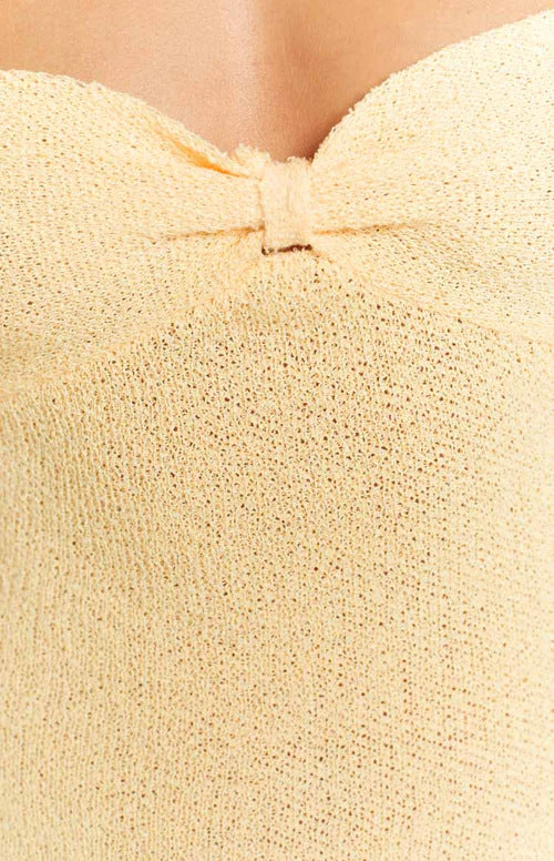 yellow Backless strap knitted maxi dress