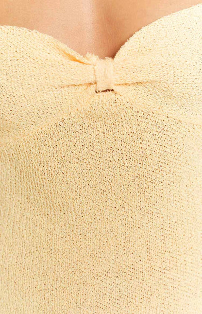 yellow Backless strap knitted maxi dress