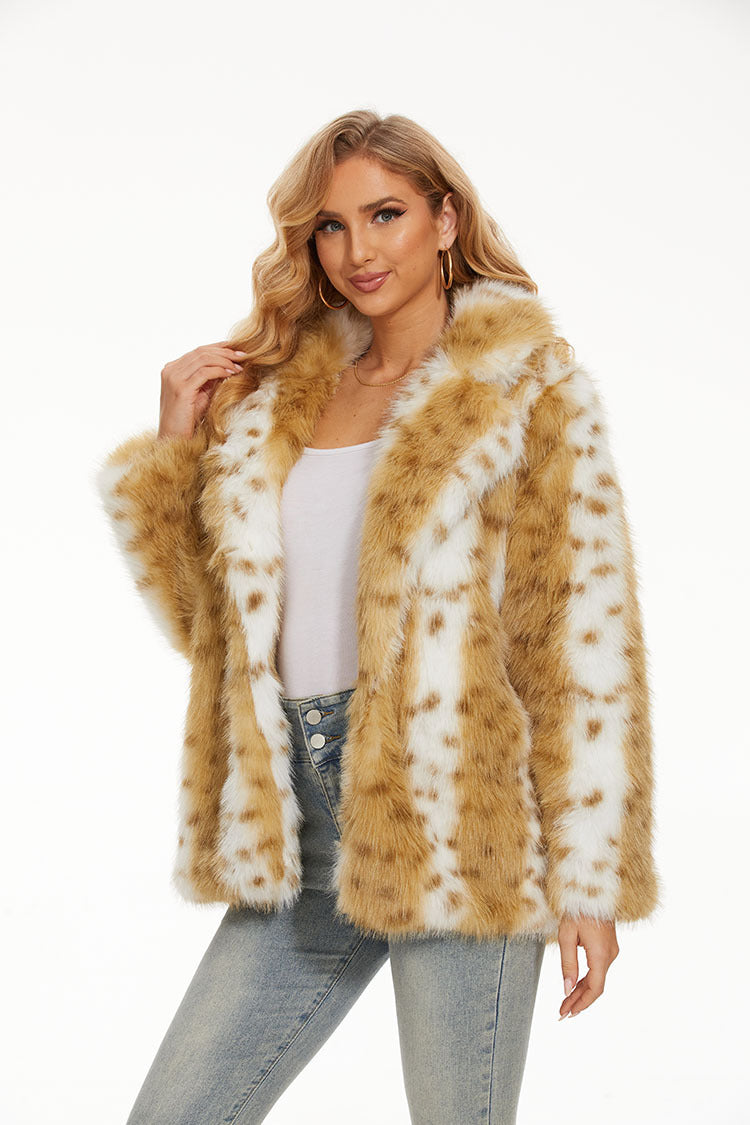 Imitation Leopard Print Fur Women's Coat