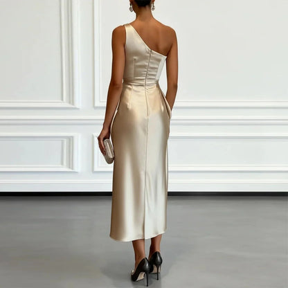 gold Off-the-Shoulder Evening Dress