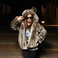 Faux Fur Jacket Bear Ears Cartoon Jacket