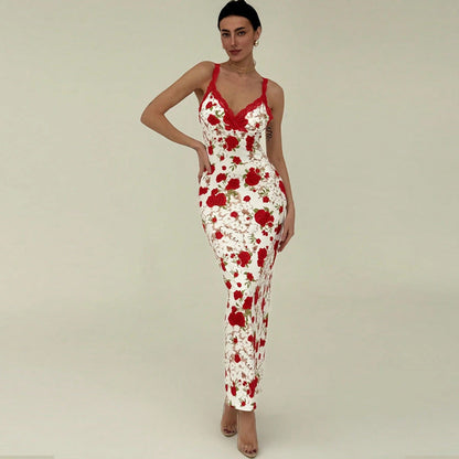 Paneled lace slip dress
