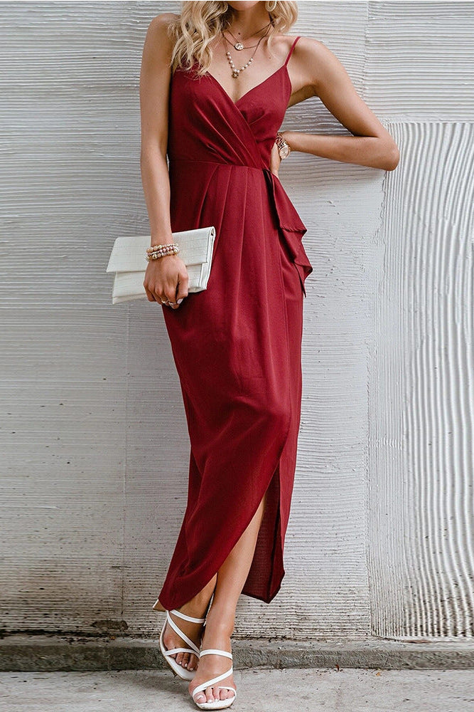 karen red sleeveless maxi dress