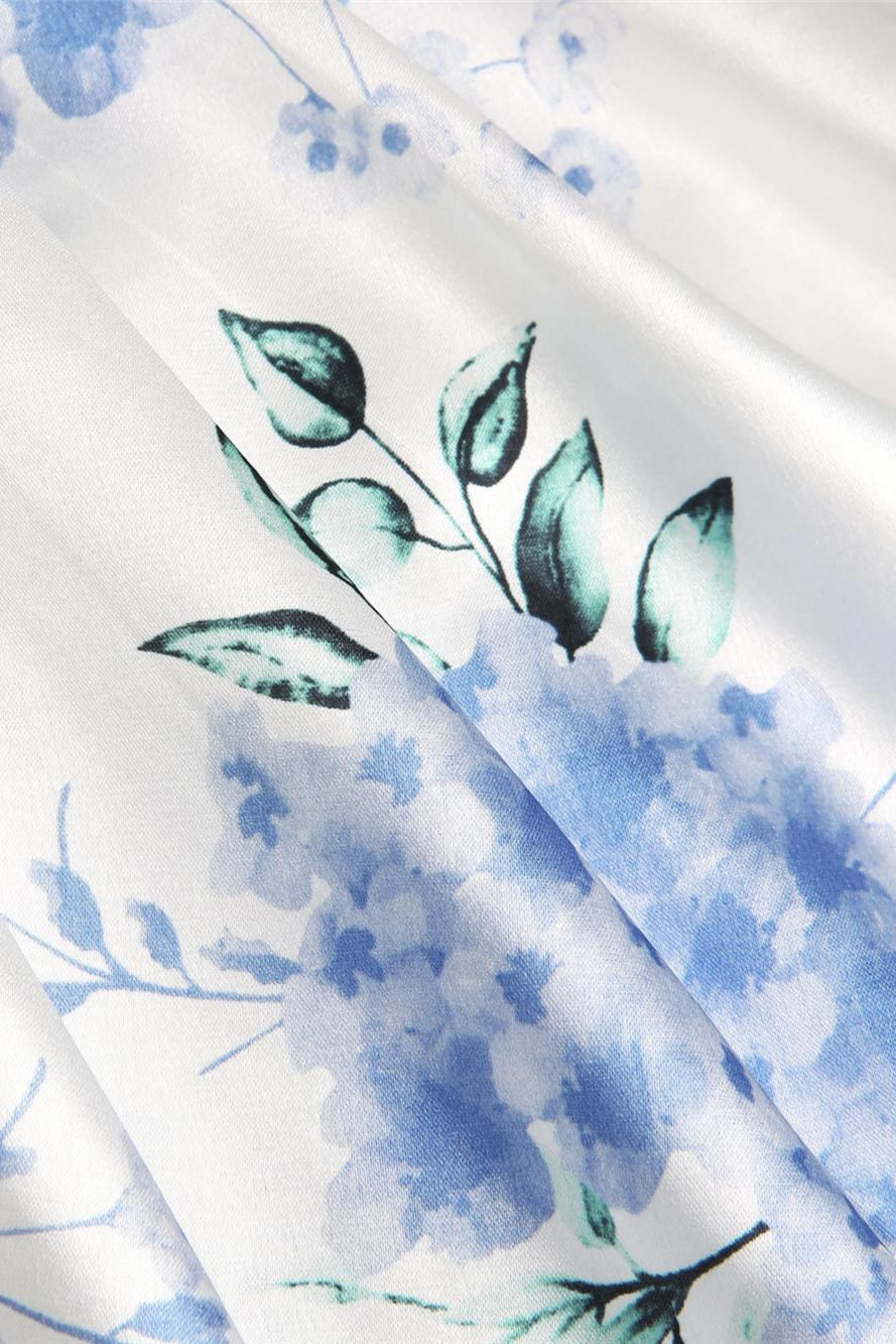 Vintage Floral Stretch Rope Lace-up Backless Skirt Dress