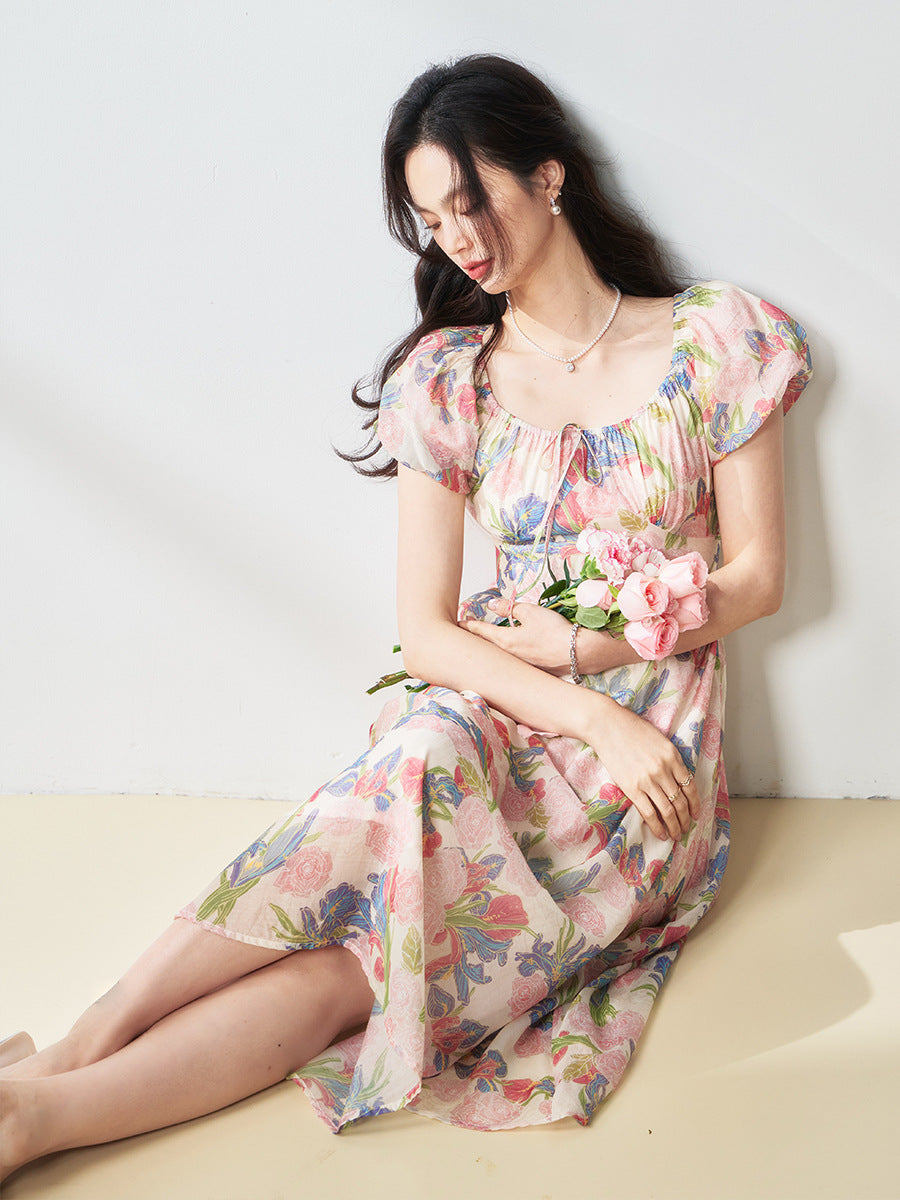 Tencel Oil Painting Floral midi Dress