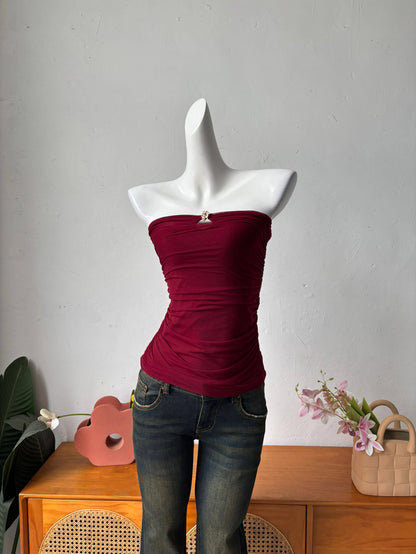 burgundy slim bandeau top