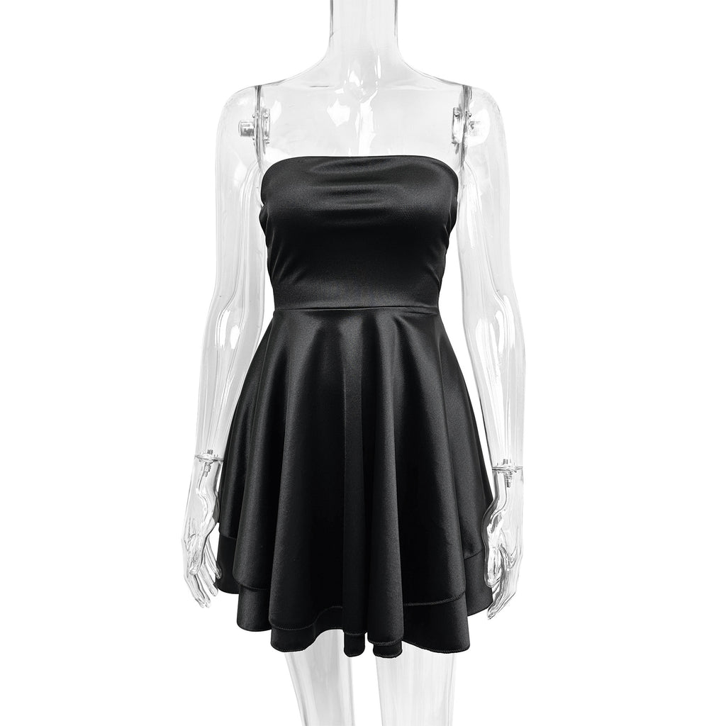 Backless strapless asymmetrical mini dress