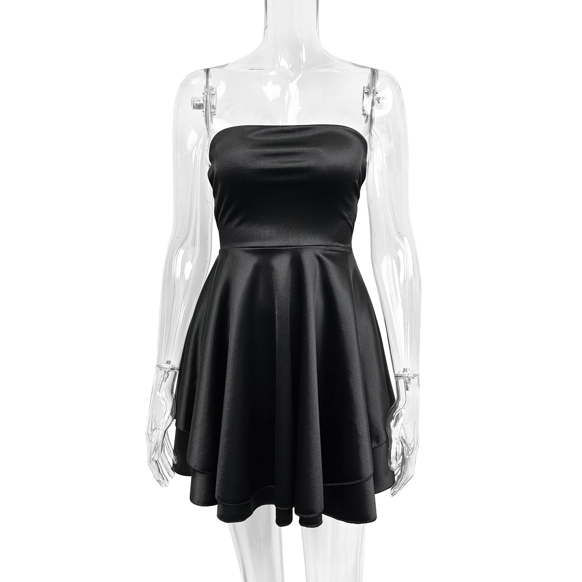 black Backless strapless asymmetrical mini dress