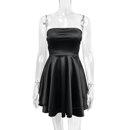 black Backless strapless asymmetrical mini dress