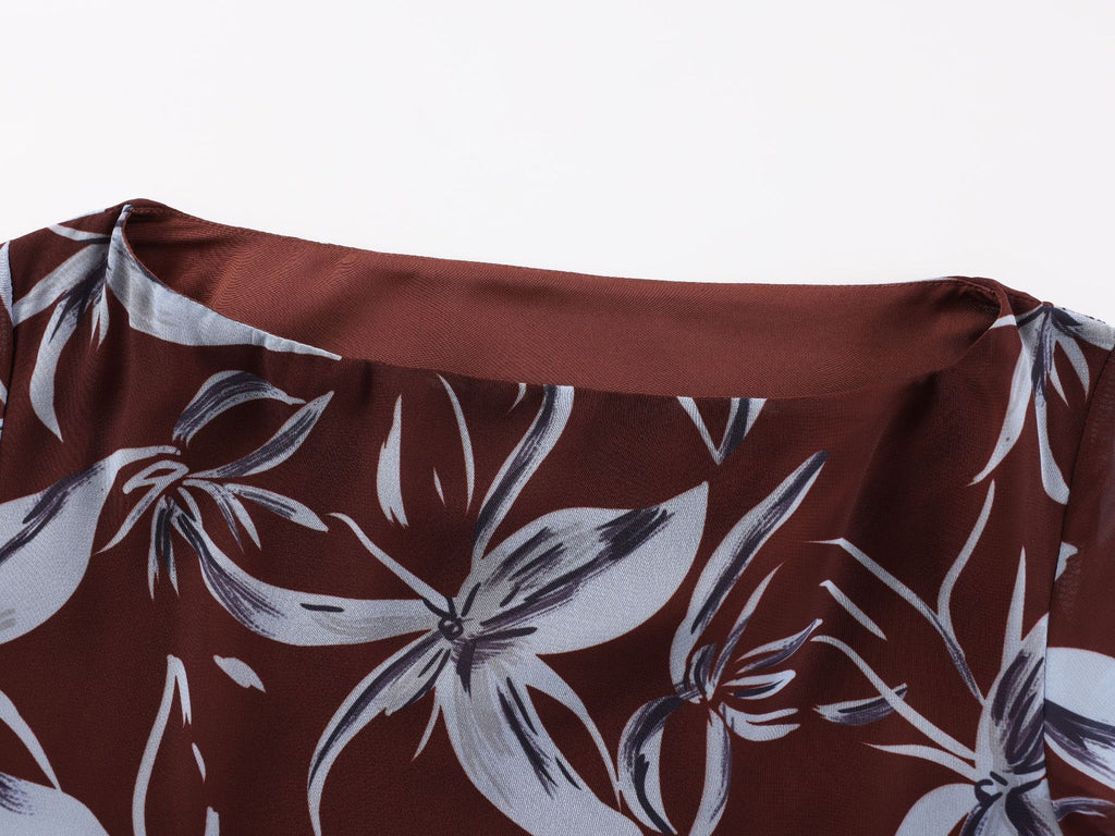 Long Sleeve Printed maxi dress