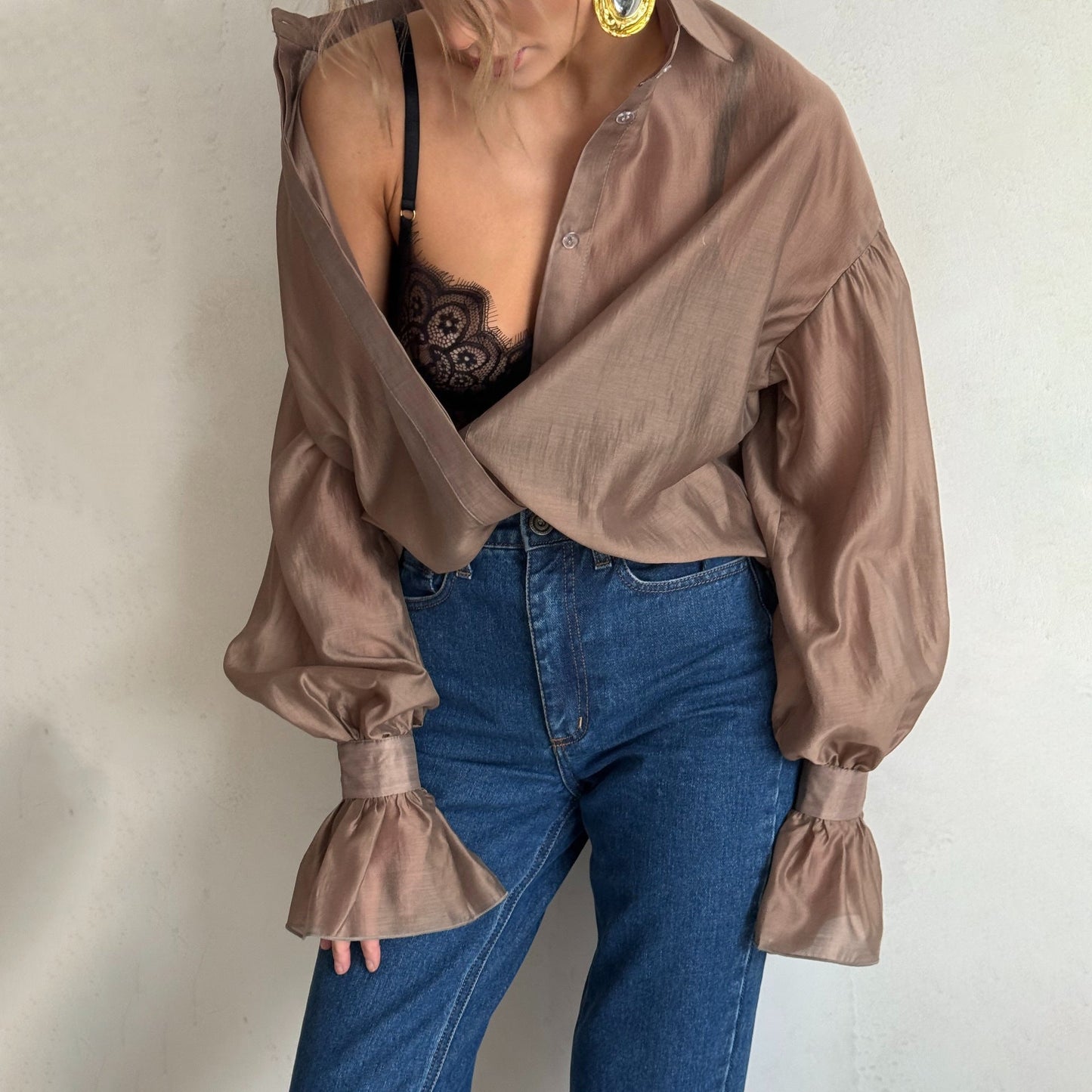 Tencel Thin Sheer Long-Sleeved Shirt