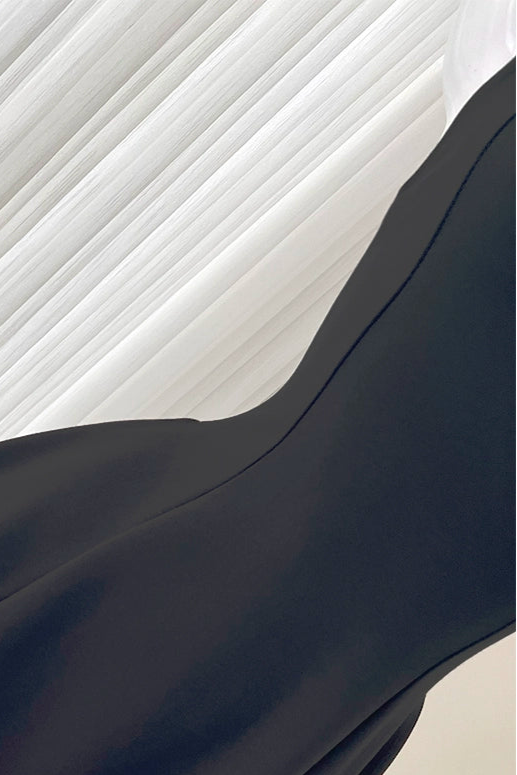 black square neck slip dress