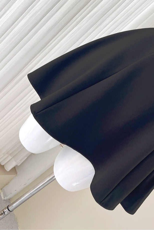 black square neck slip dress