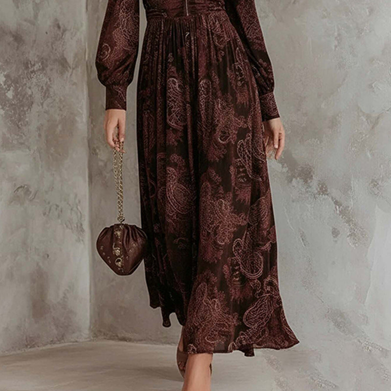 Solid Color Pleated Dress French maxi dress