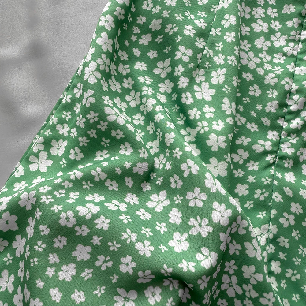 green wind floral mini dress