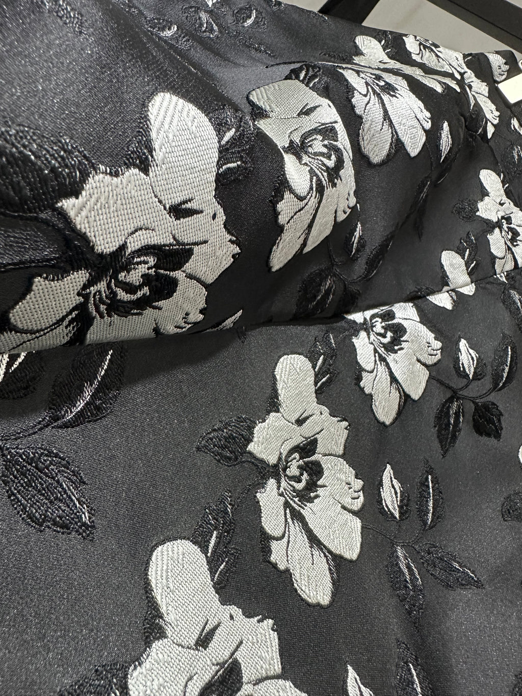 black jacquard midi skirt