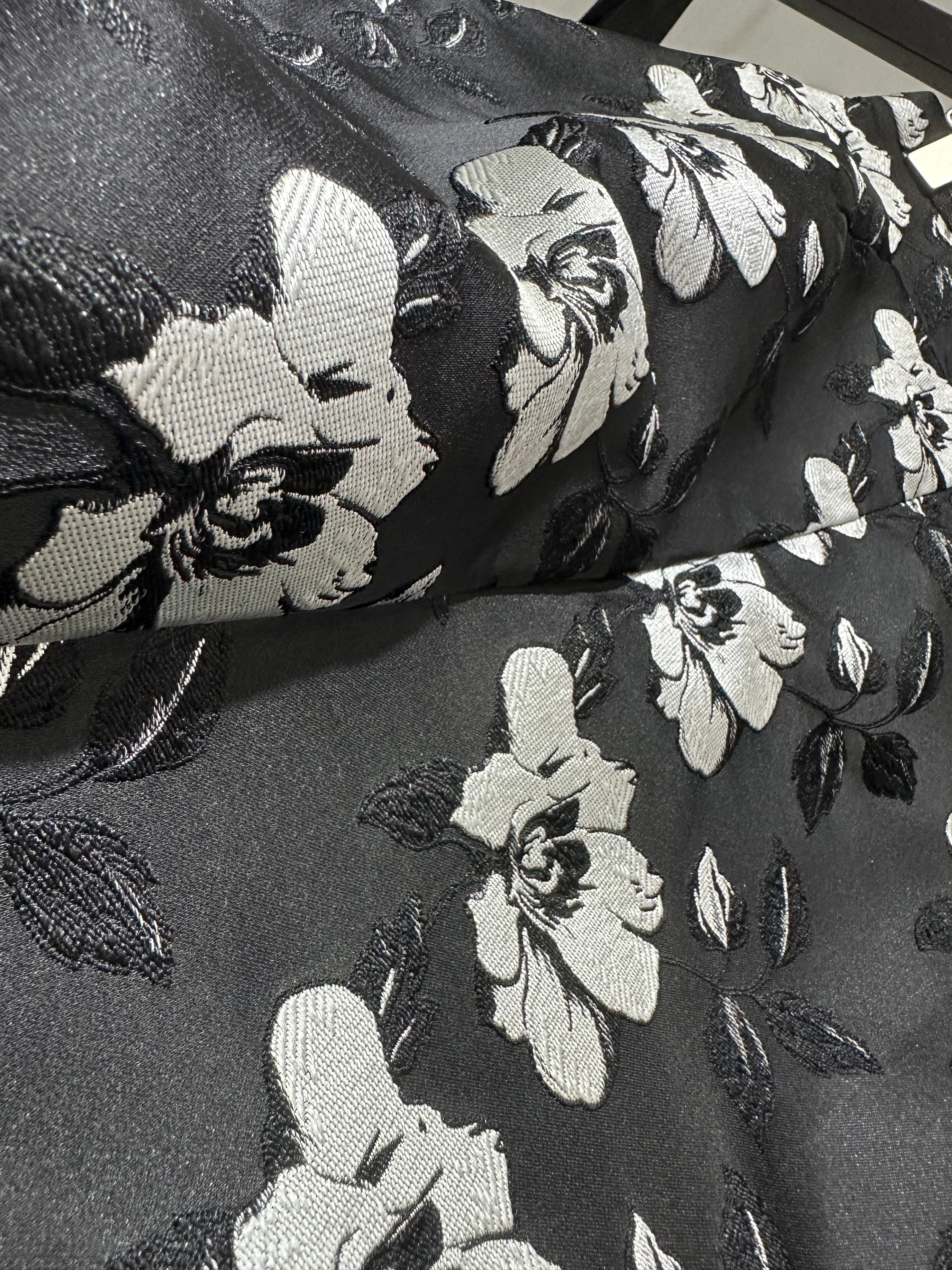 black jacquard midi skirt