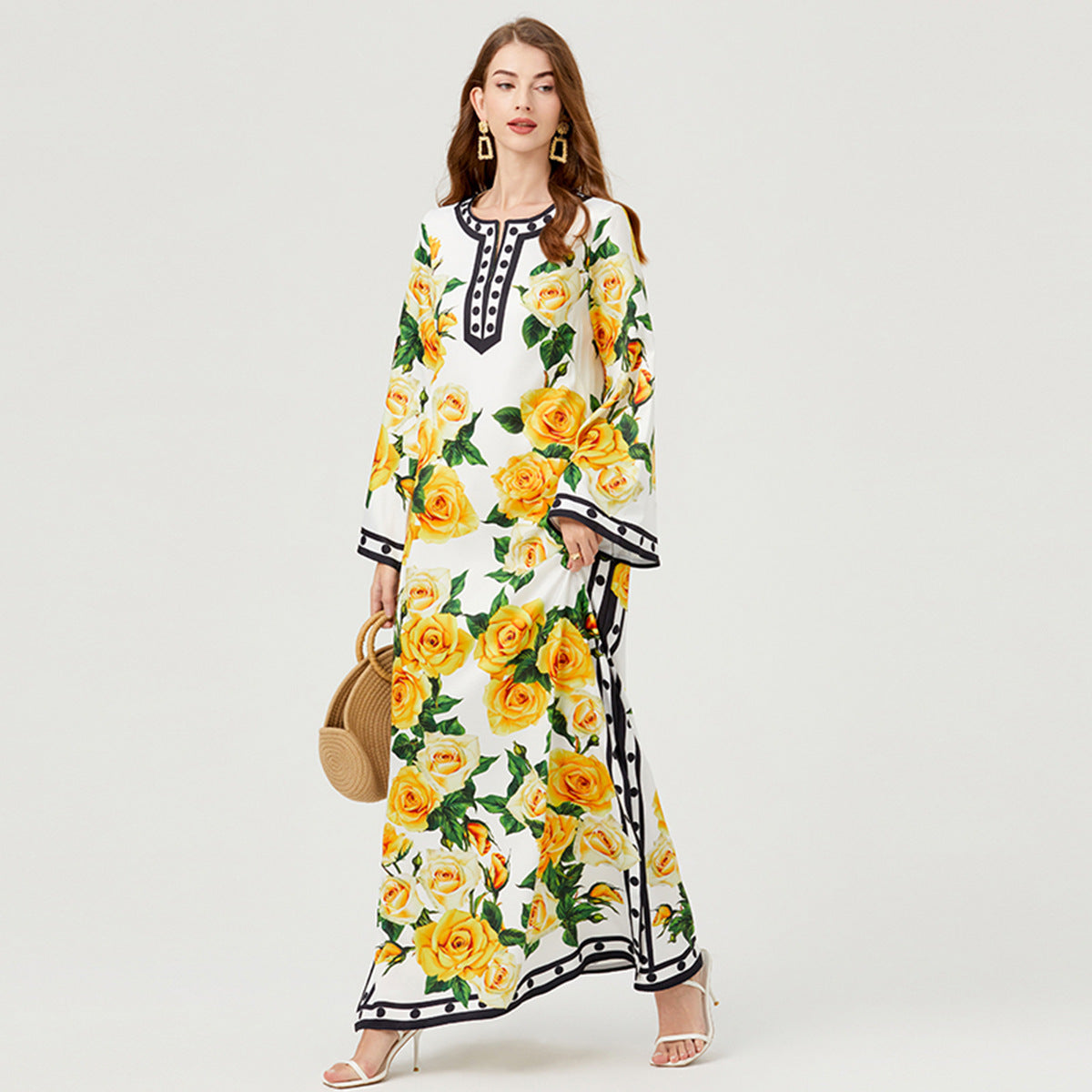 marcia Printed long robe dress