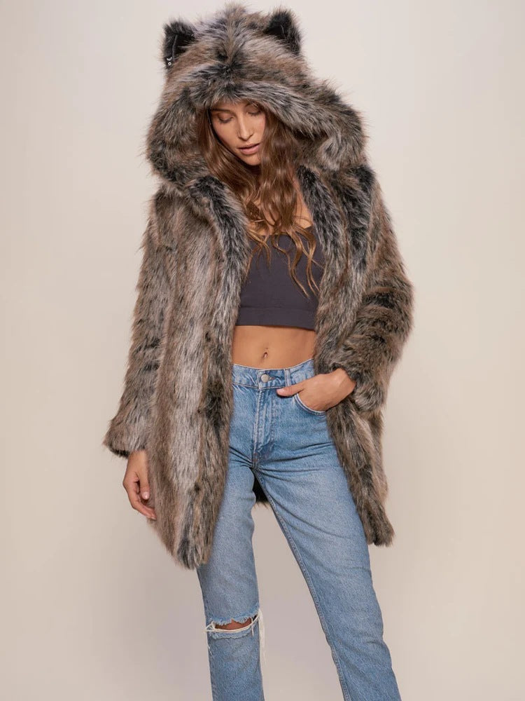 faux fox fur coats with cartoon rabbit ears