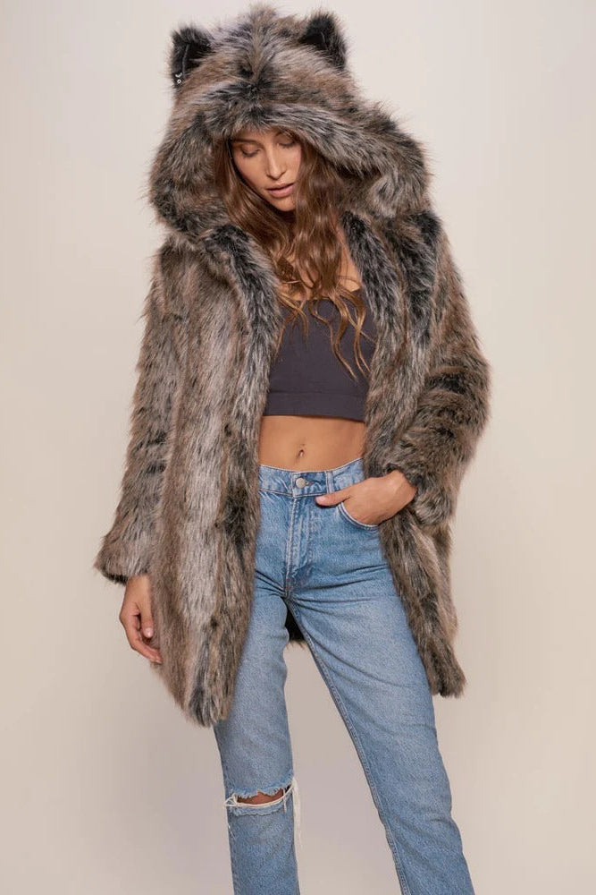 faux fox fur coats with cartoon rabbit ears