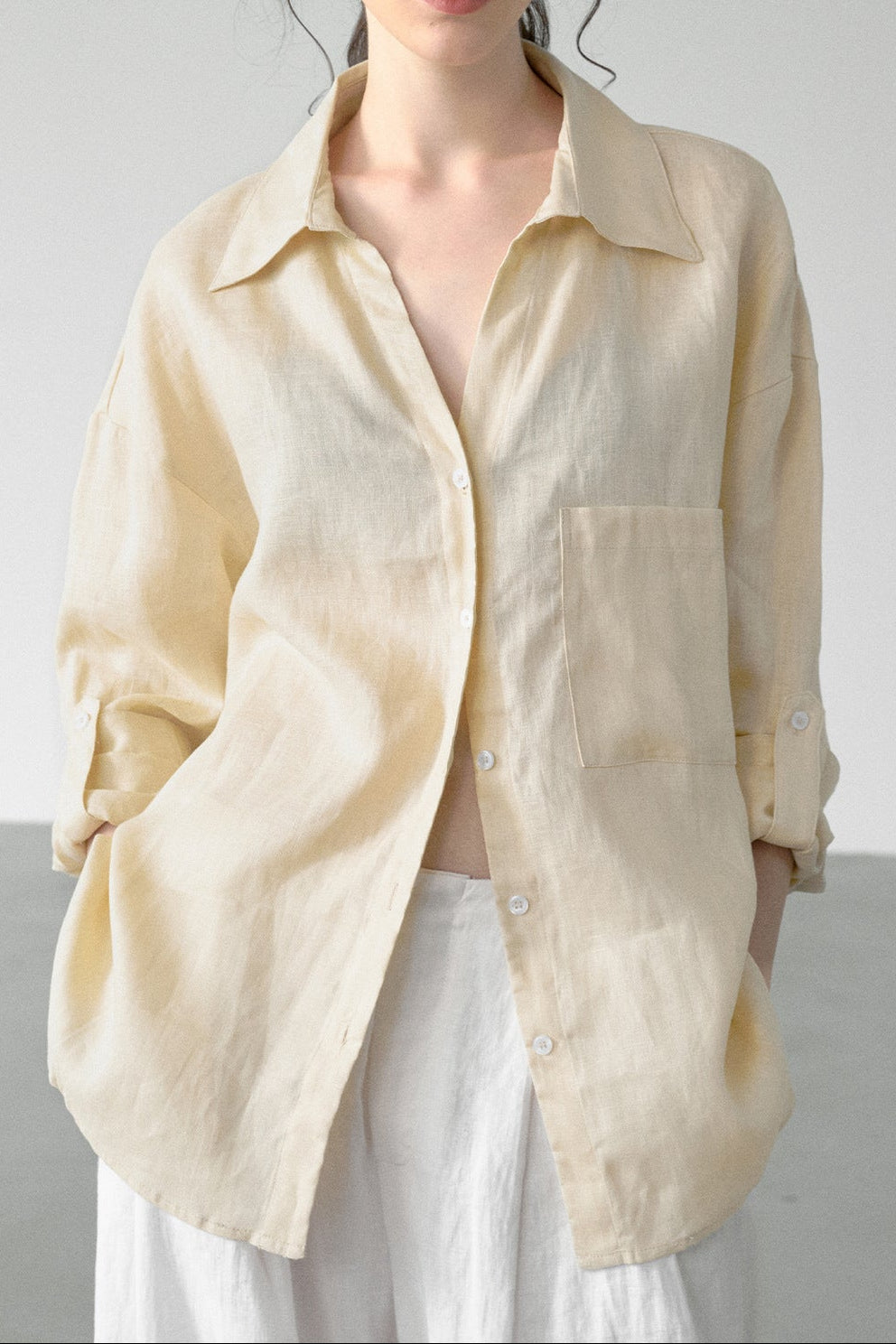 Lightweight linen long-sleeved shirt for summer