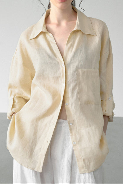 Lightweight linen long-sleeved shirt for summer