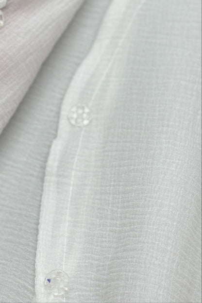 White Chiffon Mini Dress - Layered Ruffle Trim Shirt Dress