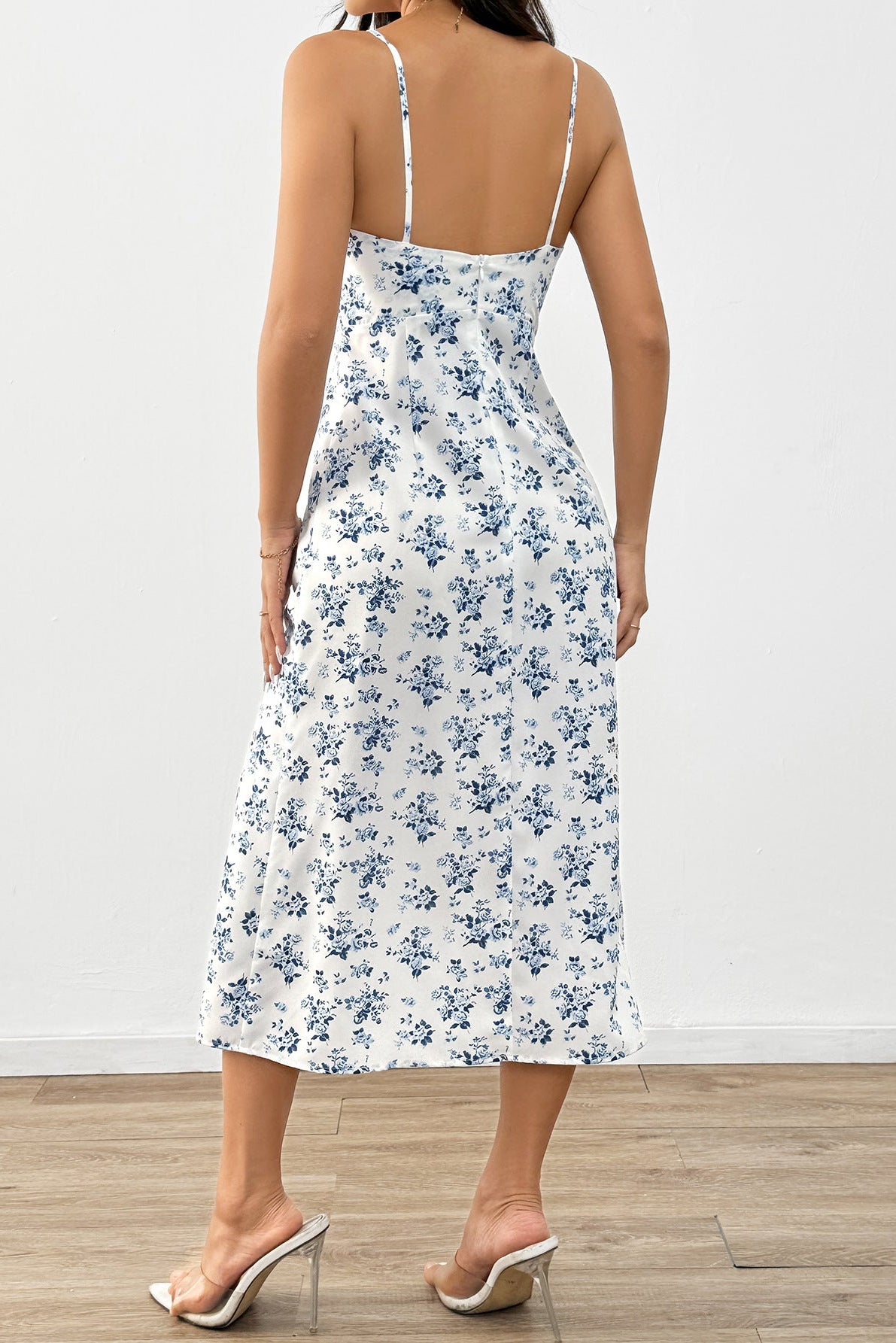Floral print A-line midi dress