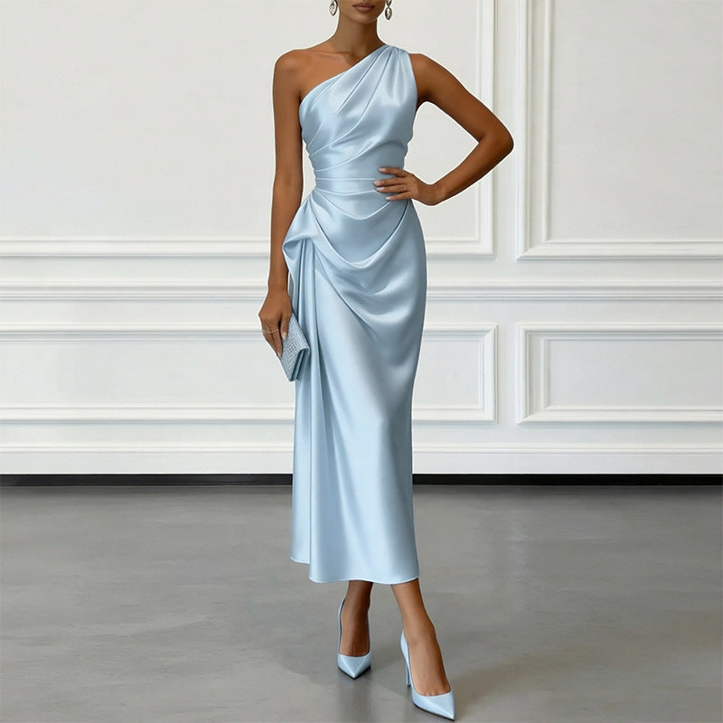blue Off-the-Shoulder Evening Dress