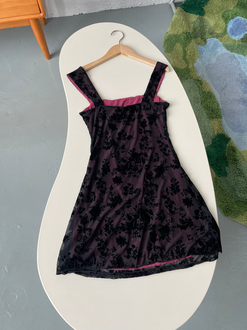 black floral lace mini dress