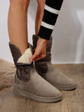 Mid-calf lace-up fleece snow boots