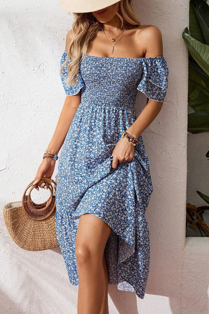 crystal blue Floral maxi dress