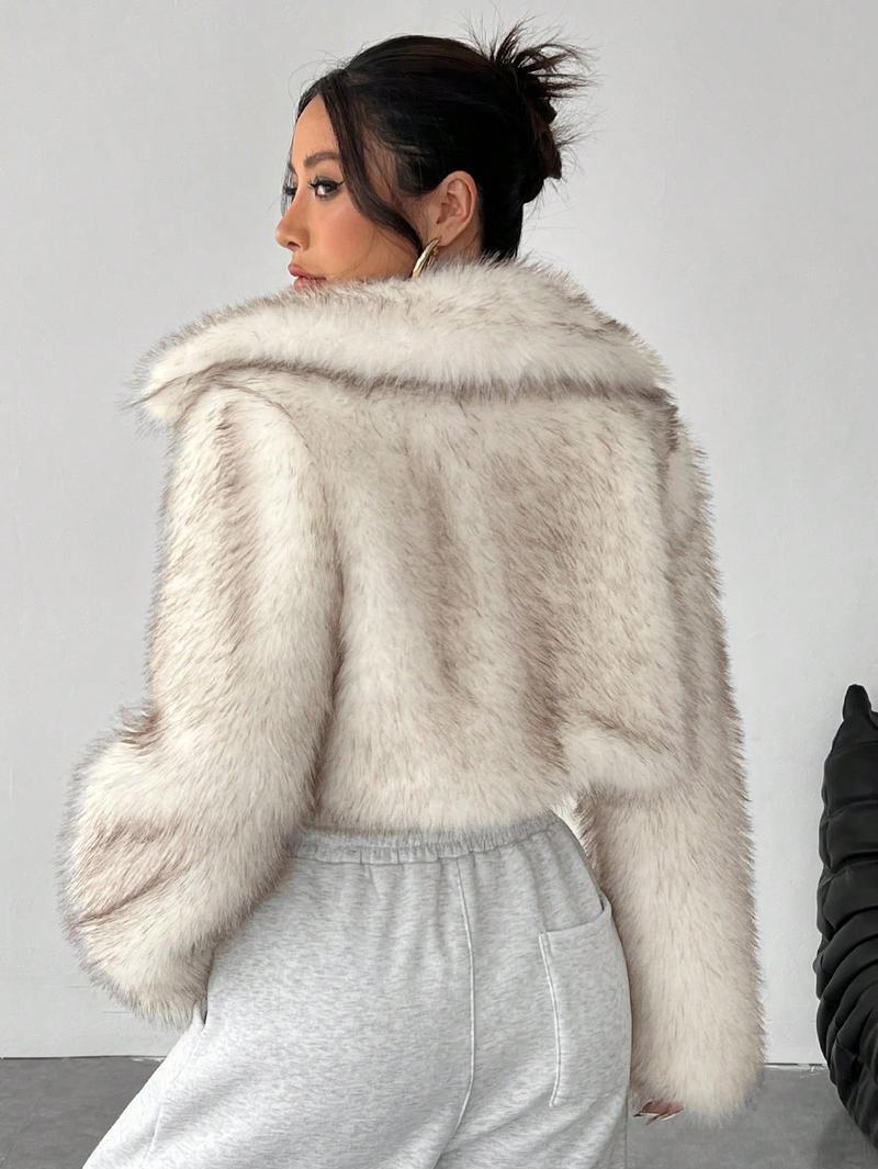 imitation fox fur long sleeve short jackets