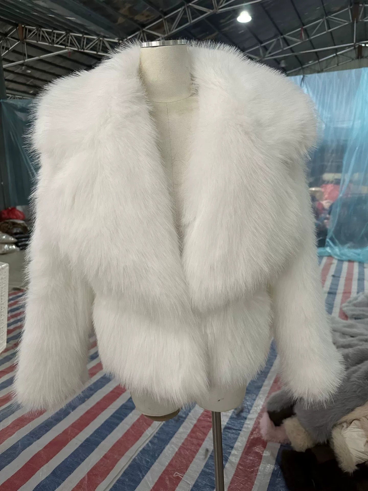 imitation fox fur short fur coat