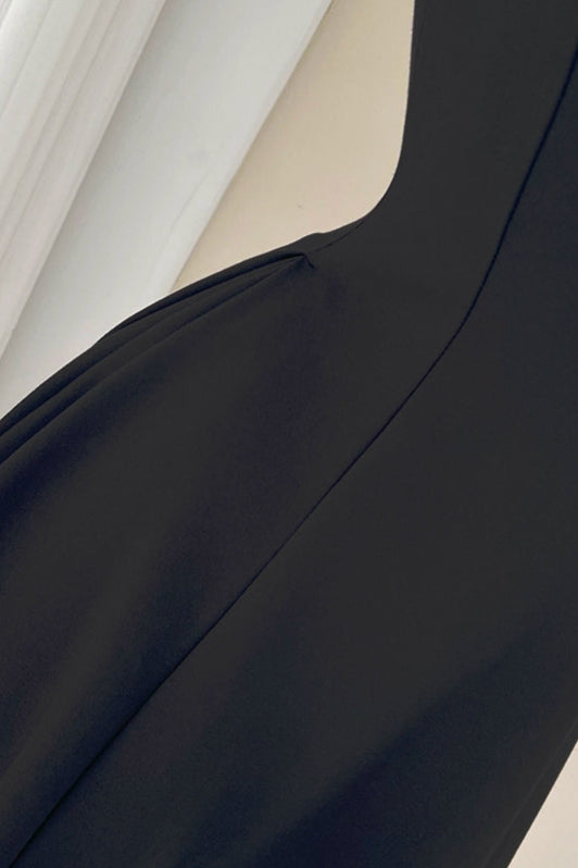 black square neck slip dress