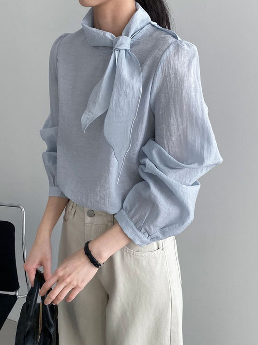 Textured ribbon pleated shirt