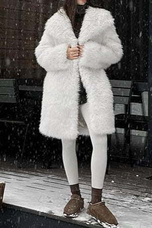 Lily Faux Fur Fur Jacket Mid-length Warm Coat
