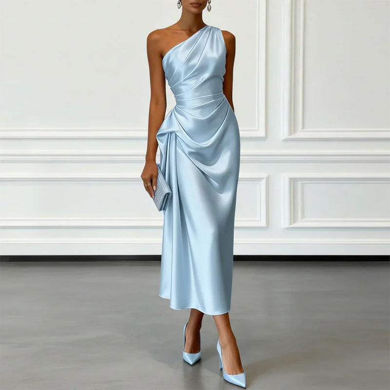 blue Off-the-Shoulder Evening Dress