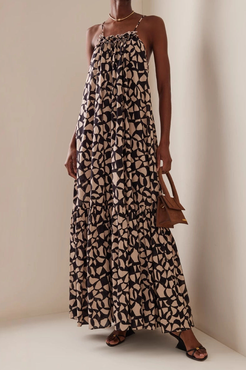 floral Printed backless slip maxi dress