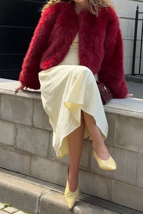 Faux fur loose short jacket